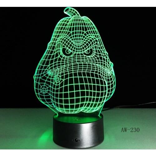 3D Night Led Lamp illusion 7 Colors changing Fruit Pear shape LED Table Desk lamp Colored lights as gift for Kids‘Birthday 230