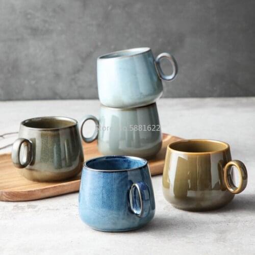 New Simple and Creative Ceramic Coffee Cup Retro Kiln Change Ceramic Cup Japanese Style Cup Single Cup Gift Retro Water Cup