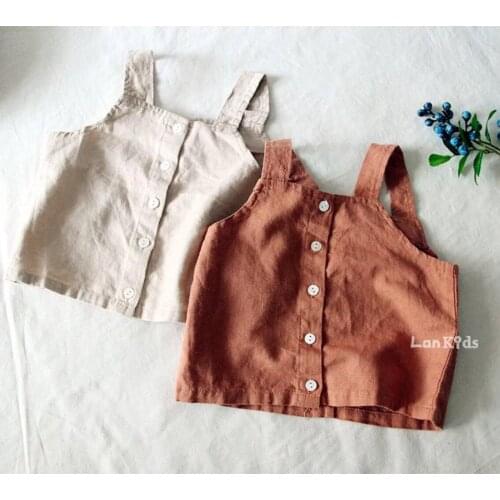 2021 new style girls boys vest summer cotton linen fashion kids waist vest
