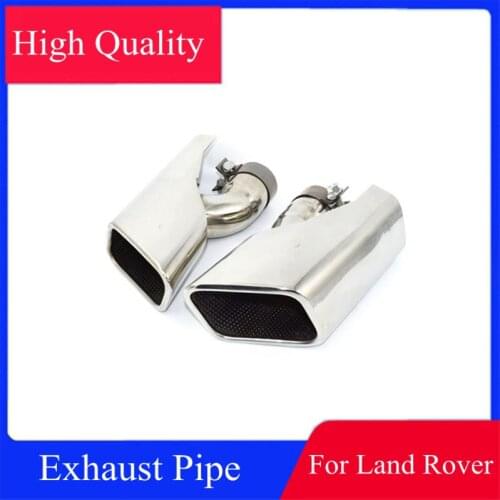 Pair Silver Stainless Steel Exhaust Single Muffler Tips For Land Rover 2010-2013 Range Rover Sport Rear Pipe