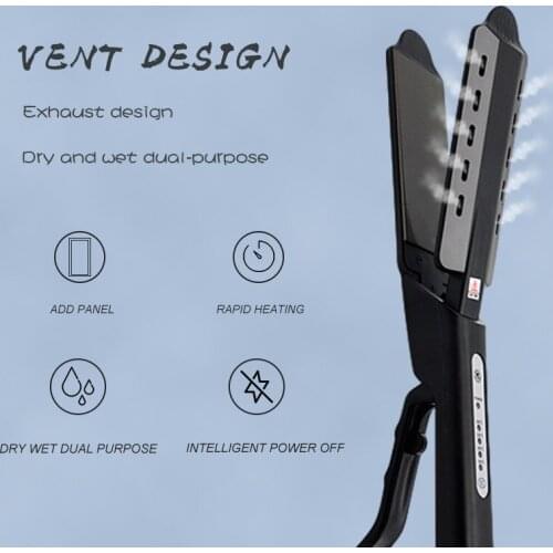 Steam Hair Straightener Widen Panel Four-Gear Fast Warm-Up Adjustment Ceramic Tourmaline Ionic Flat Iron Straightener