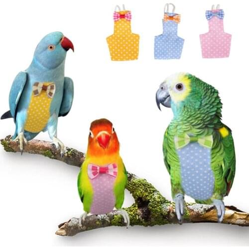 Bird Diaper with Bowtie Cute Cockatiel Pigeons Small Medium Large Pet Birds Flight Suit Nappy Clothes Parrot Birds Feces Pocket