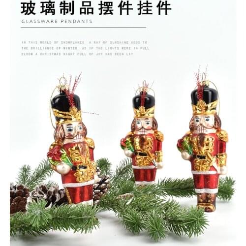 Christmas decorations Walnut soldiers car shape glass pendant shopping mall window scene layout glass pendant