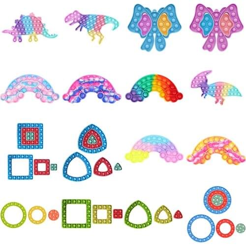 Relief Stress Autism Macaron Dinosaur Push Bubble Sensory Decompression Kid Toy Special Anti-Stress Game Stress Relief