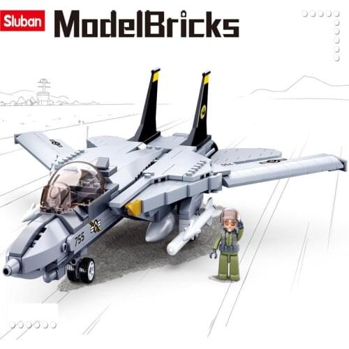 SLuban Military Wars Series 755 Fighter Model Building Blocks Military Educational Toys For Boys/Child Birthday Christmas Gifts