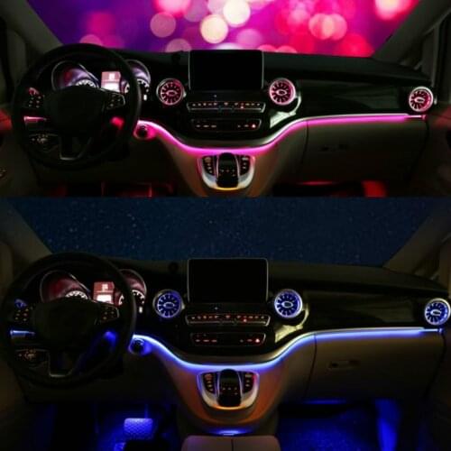 LED Air Outlet For Mercedes Benz V Class W447 Vito V250 Interior Front Console Air Condition AC Vent Outlet Turbo Style Replace