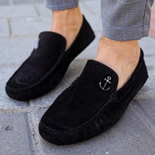 Tezcan Hakiki Deri 11870 Siyah Süet Driver Tipi Türkiye'de Özel Üretim Hava Alan Malzeme Tüm Kıyafetlere Uygun Olarak yapıldı