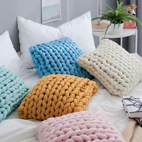 Nordic Style Hand-woven Thick Line Cushion Home Sofa Bed Decoration Thorw Pillow Photo Props Girl Room Decor