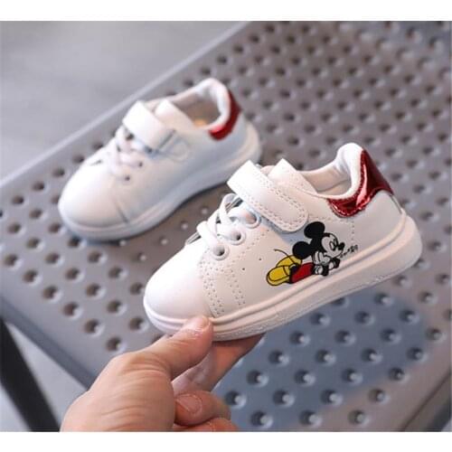 Disney new baby shoes fashion girl sports shoes Mickey Mouse soft leather leisure shoes boy baby children running shoes