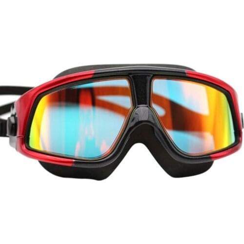 Unisex Swim Mask Comfortable Silicone Large Frame Swim Glasses Swimming Goggles Waterproof Anti-Fog UV With Case