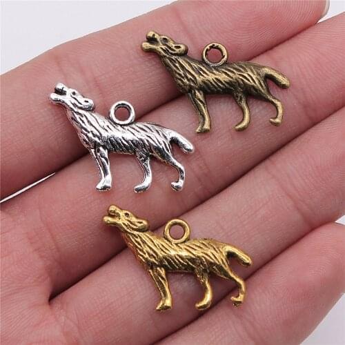WYSIWYG 10pcs 26x20mm Charm Howl Wolf 3 Colors Wolf Howl Charms Animal Howl Wolf Pendant Charms For Jewelry Making