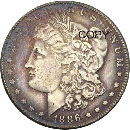 United States 1 One Dollar Morgan Dollar 1886 o Cupronickel Silver Plated Copy Coins