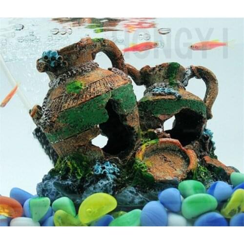 1PCS Simulation Seabed Broken Vases Aquarium Ornament Landscaping for Fish Tank