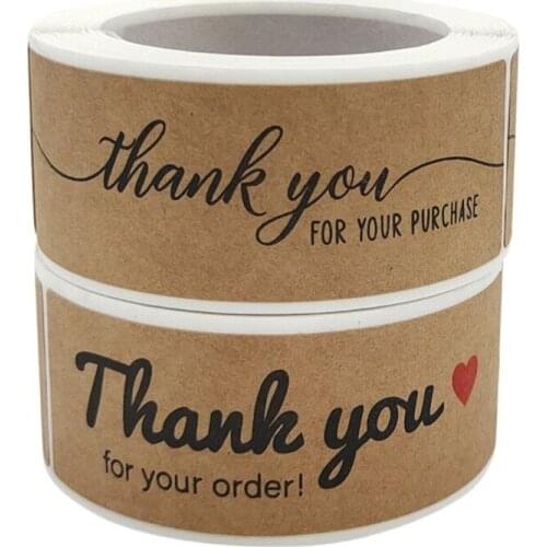 120Pcs 1inch x3 inch Kraft paper sticker labels Thank you for your order sealing stickers baked cake party gifts label