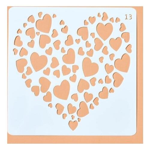 13*13 Heart Layering Stencils graffiti hand copied board hollowed out photo album graphic spray painting tool