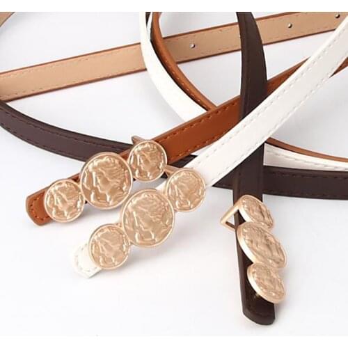 2021 Women Belt Fashion Design Female 105*1.4cm Metal Buckle Jeans Waist Band PU Strap Cummerbund Waistband