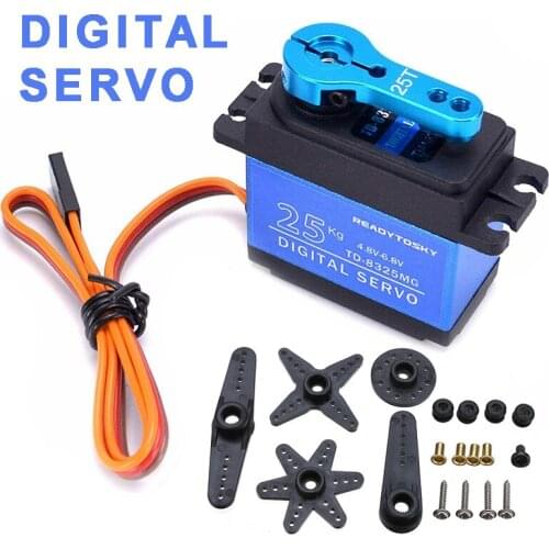 25KG Full Metal Gear Digital Servo RC 180 degree HIGH TORQUE With 25T Arm Durable Remote Control RC Cars Toys Accessories