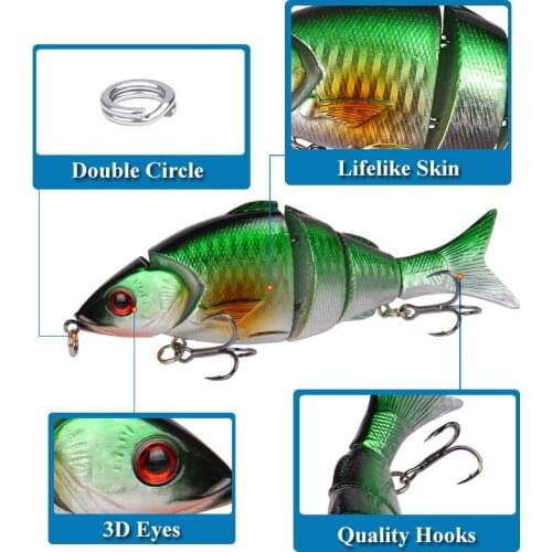 3D Eyes 4Colors 12.5cm/21g Artificial Topwater Multi-section Anti-corrosion Bass With Blood Trough Hook Plastic Hard Bait