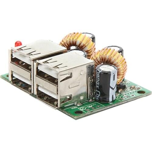 4 USB 12V To 5V Car Charger Power Supply Step-Down Module Board DIY