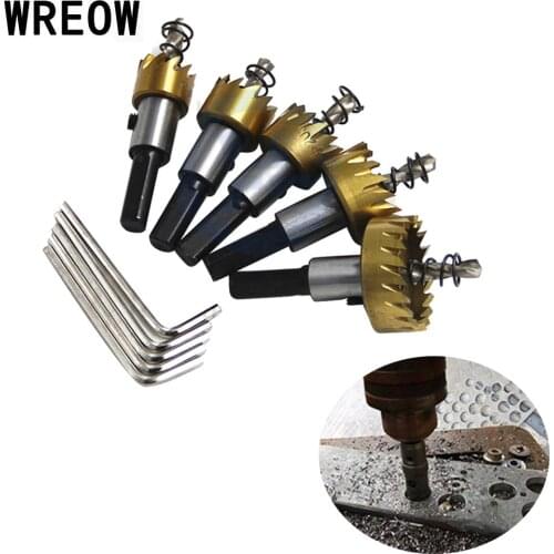 5pcs/set carbide tip HSS Titanium Twist hole saw Drill Bit Metal Wood Drilling Hole saw Cutter Tool 16/18.5/20/25/30mm Aluminum