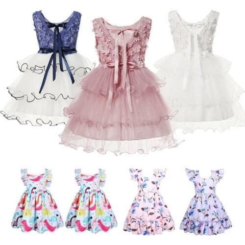 Girls Summer Princess Dresses Casual Clothes Kids Fashion Print Costume Dress Children Clothing For 3-7 Years