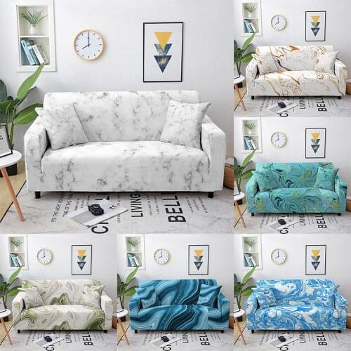 Marbling Printed Elastic Sofa Cover Slipcovers for Living Room Stretch Loveseat Couch Cover L-shape Sofa Slipcover Home Decor