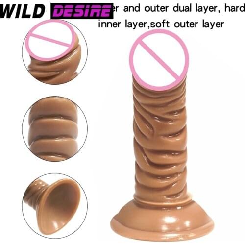New flesh animal dildo realistic soft penis suction vagina stimulate anus massage brown sexy anal dildo men women sex toys