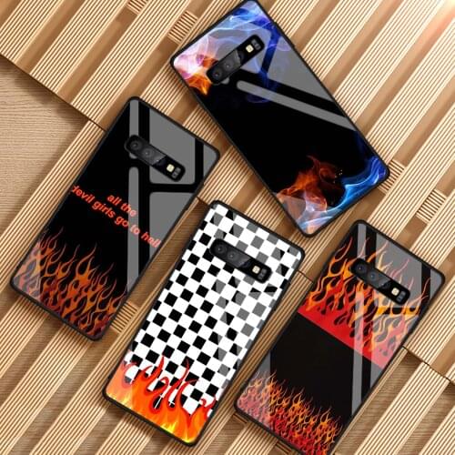 Fire DIY Tempered Glass Phone Case for Samsung Galaxy S8 S9 S10 S20 Plus J4 J6 J8 2018 NOTE 8 9 10