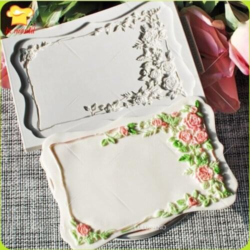 Fondant Photo Frame Mold Retro Pattern European Style Silicone Mould Fondant Border Sugar Cake Decorating Molds