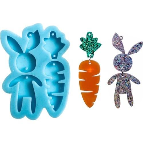 Rabbit Carrot Keychain Epoxy Resin Mold Charm Jewelry Earrings Silicone Mould DIY Crafts Pendants Ornaments Decorations Casting