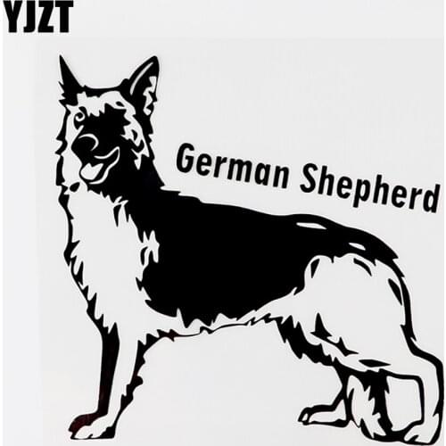 YJZT 13.5CMX13.7CM Interesting Animal German Shepherd Vinyl Car Sticker Black/Silver 8C-0235