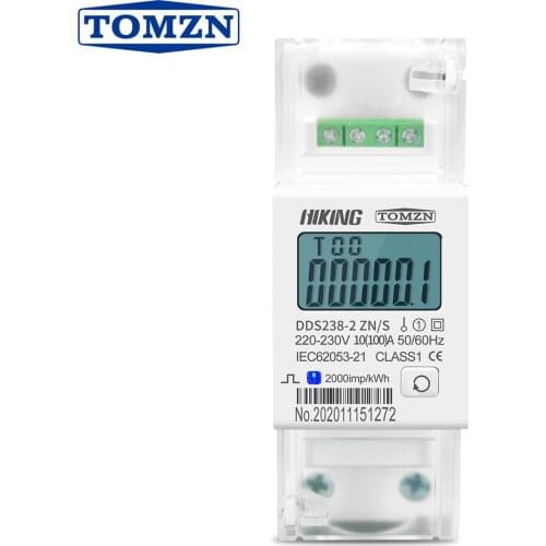 100A 220V 230V 50HZ 60HZ voltage current DDS238-2 ZN/S single phase Din rail KWH Watt hour energy meter with RS485 MODBUS-RUT