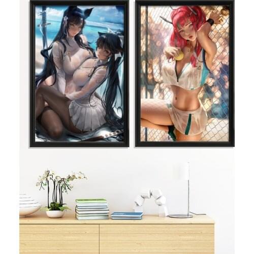Azur Lane Cartoon St Louis Anime Bremerton Nude Belfast Formidable Game Takao and Atago Poster Home Canvas Prints Art Silk Decor
