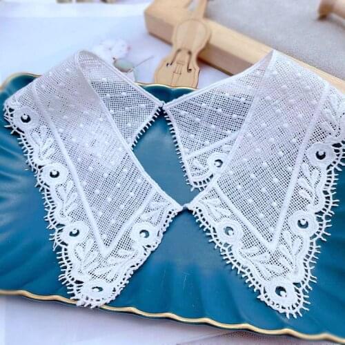 Milk Silk Lace Collar Childrens Wear False Collar Water-Soluble Embroidery Dress Collar Lace Trim Fabric Accessories Decoration