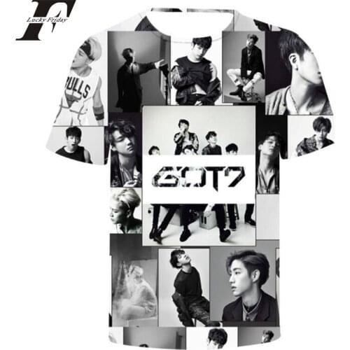 LUCKYFRIDAYF 2018 K POP K-POP KPOP GOT 7 GOT7 Album 3D printed Cartoon T-Shirt Brand Clothing Hip Hop Short Sleeve