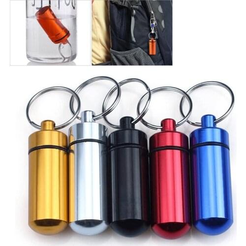 Mini Pill Cases Storage Jars Container Capsule Bottle Keychain Travel Outdoor Portable Aluminium Waterproof Seal Pill Case