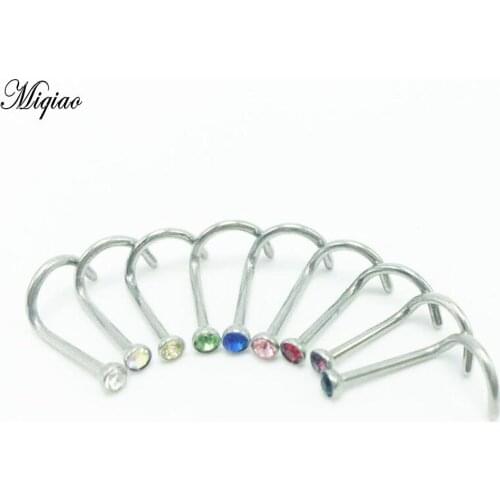 Miqiao 1 Pcs Human Body Piercing Jewelry 2mm Stainless Steel Mixed Color Hook Fish Hook Nose Nail Nose Ring