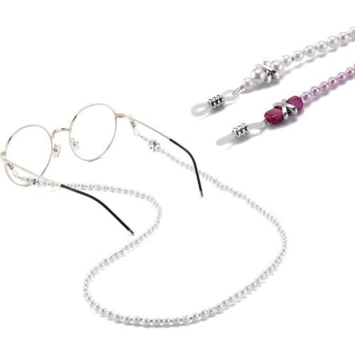 Fashion Imitation Pearls Glasses Chain Wearing Neck Holding Sunglasses Cord Drawstring Cord Reading Glasses Holder Accessories