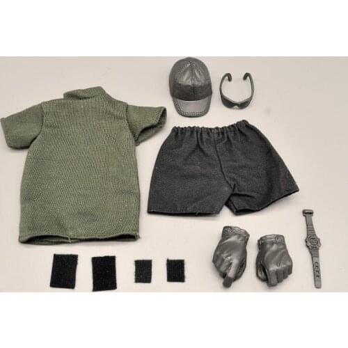 1/6 Scale Soldier Model Modern Trend PMC T-shirt Shorts Hat Sunglasses Training Casual DIY Set Collection