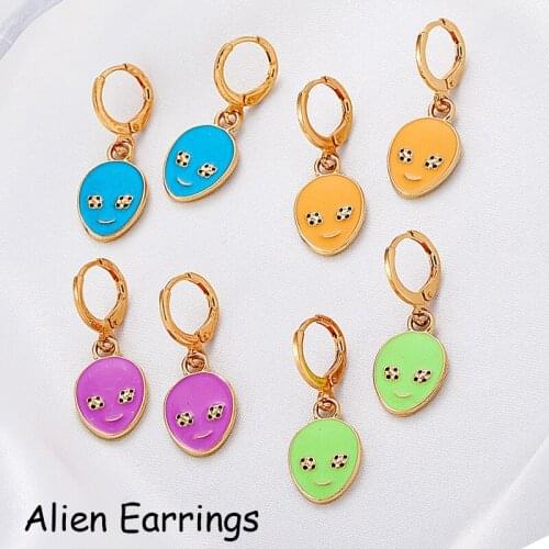 2000s Fashion Candy Color Alien Earrings for Women Y2K Jewelry Punk Hiphop Goth ET Earrings Egirl Aesthetic Vintage Friends Gift