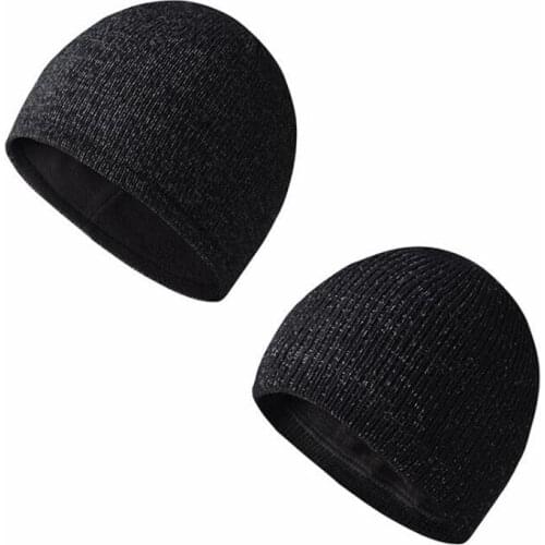 New Reflective Mens Warm Beanies Hats Caps 2019 Winter Male Outdoor Knitted Beanie Skull Men Night Fleece Caps