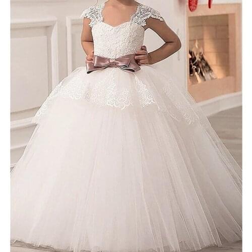 Princess Floor Length Junior Bridesmaid Dress Wedding Lace Point with Lace