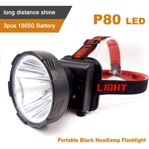 Portable Black Headlamp Flashlight Rechargeable Waterproof ABS Plastic Headlights for Adults Outdoor Fishing,Cycling,Hunting