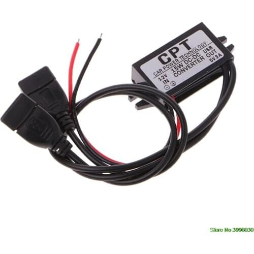DC Converter 12V To 5V 3A Double 2 USB To Auto Power Regulator Voltage Step Down