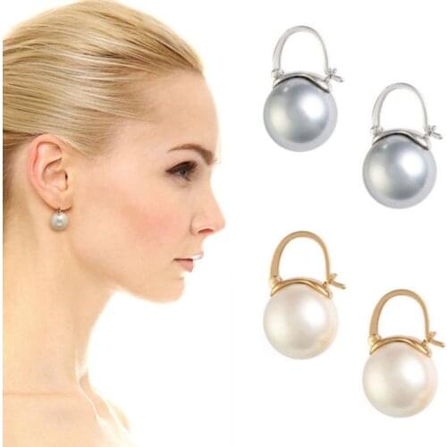 Korean Geometric Gold Design Metal Irregular Round Natural Freshwater Pearls, Earrings Gift to Women
