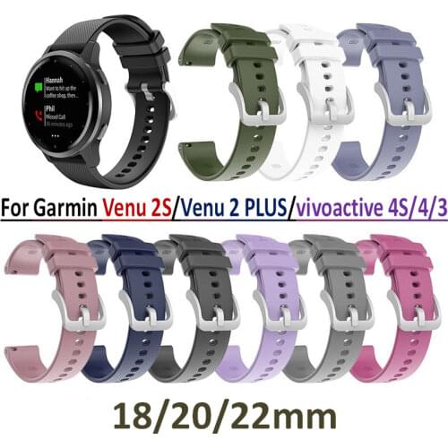 18mm Sport Silicone Watch Band Strap For Garmin Venu 2S Bracelet Replacement Wrist For Garmin vivomove 3s/vivoactive4s Watchband
