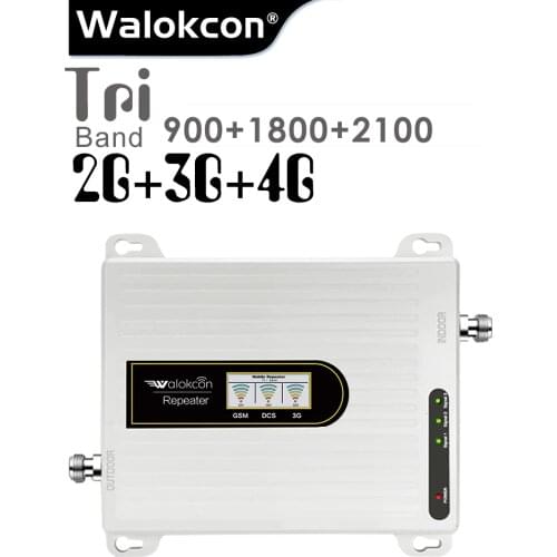 900 1800 2100 Cellphone Signal Booster GSM LTE WCDMA Tri Band 70dB Gain LCD Display GSM Signal Repeater 2G 3G 4G LTE Amplifier