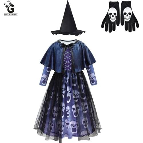 Horror Witch Dress Scary Skeleton Witch Costumes Kids Halloween Costumes for Kids Demon Purim Halloween Clothes Corpse Bride