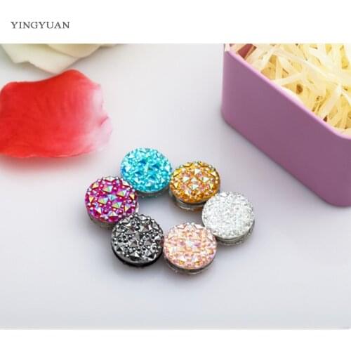 XT16 12pcs/LO Round square flower resin Magnet Inlay rhinestones Elegant magnet brooch hijab accessories muslim pin scarf buckle
