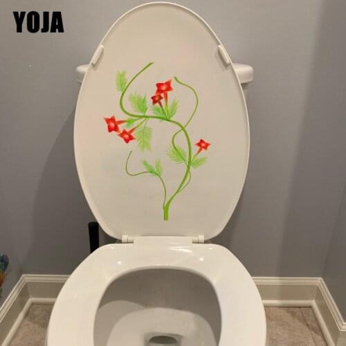 YOJA 17.9*22.9CM Red Flower Vine Creative Home Room Wall Sticker Fashion Toilet WC Decoration T1-0625